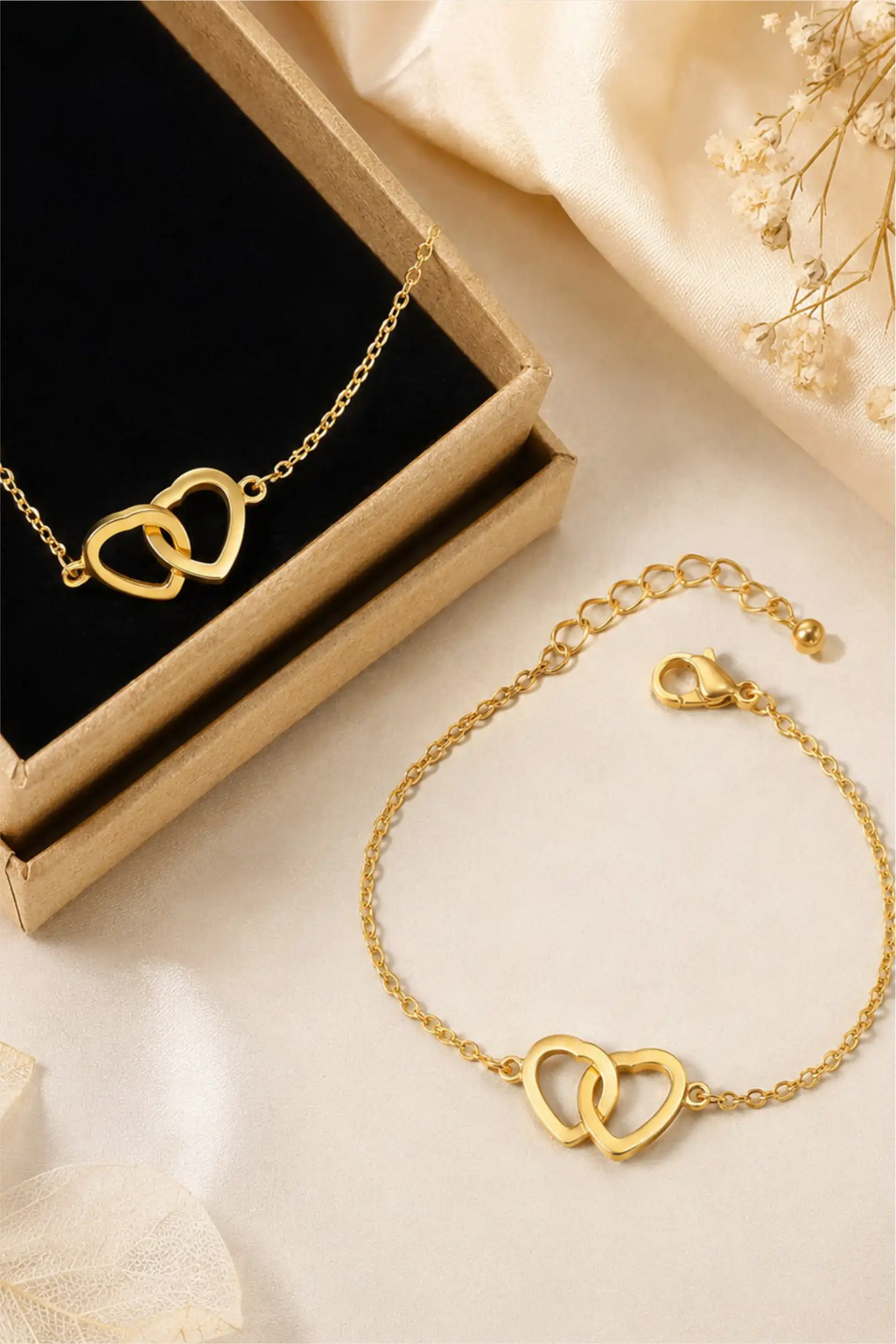 Conjunto Colar e Pulseira Coração